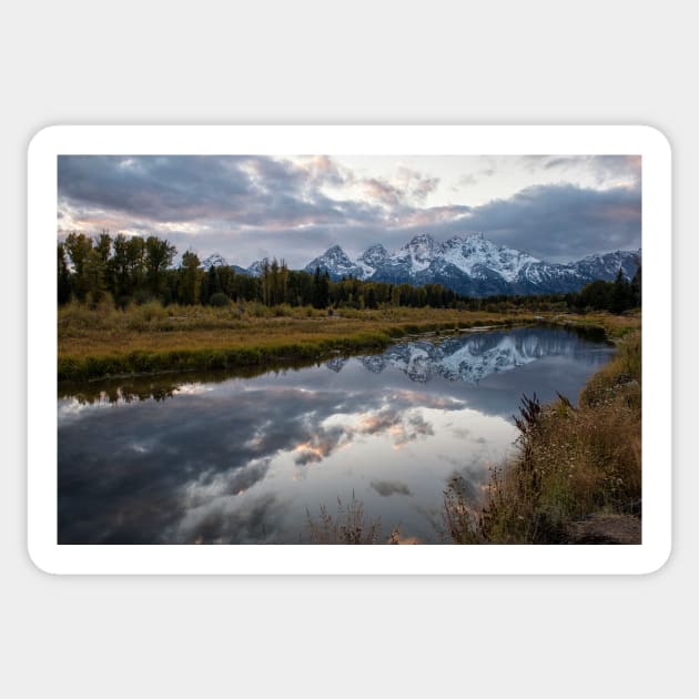 Teton Sunset Sticker by StacyWhite